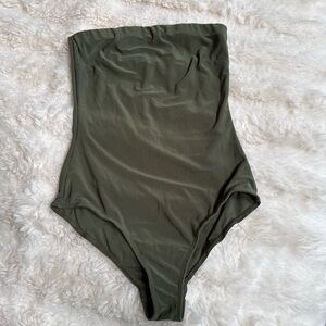 Fashion Nova Olive Green Strapless One-Piece